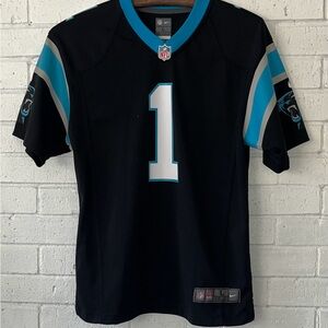 Carolina Panthers Nike NFL Men's L Black & Teal Jersey Cam Newton #1 Game Style